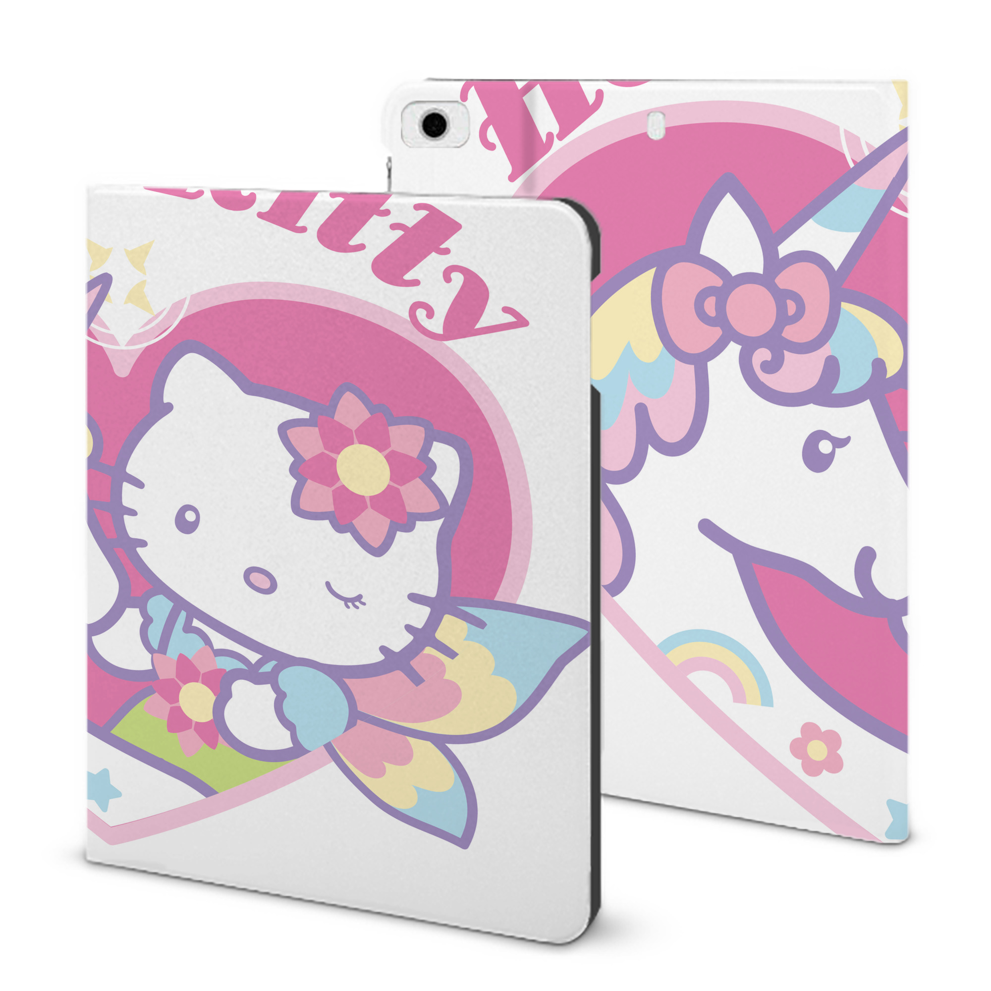 （画像用） Hello Kitty ハローキティ IPad ケース ブック型 PUレザー TPU 耐衝撃 軽量 薄型 ペン収納なし 全面保護 IPad 各モデル対応